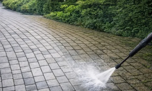 миття заїзду з бруківки
